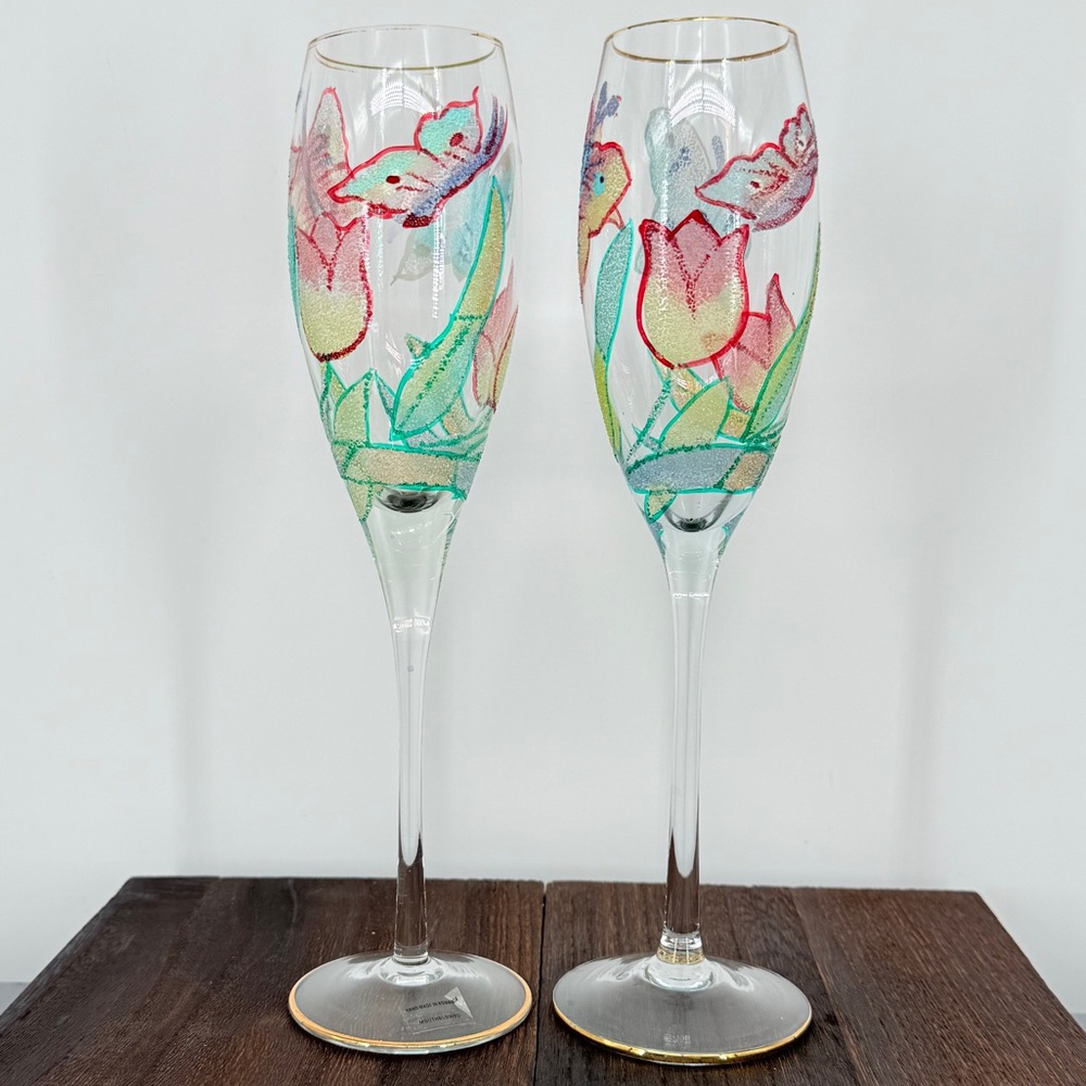 Vintage‎ Euroglass Handmade Mouth Blown Champagne Glasses